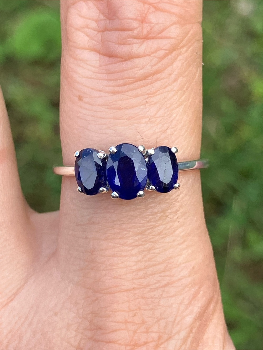 Genuine Blue Sapphire Sterling Silver Ring Size 9